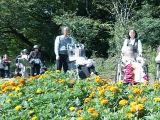 [施設の日常・イベント]「秋の遠足」里山ガーデンに行きました。きれいな花に囲まれて、心和むひとときでした。