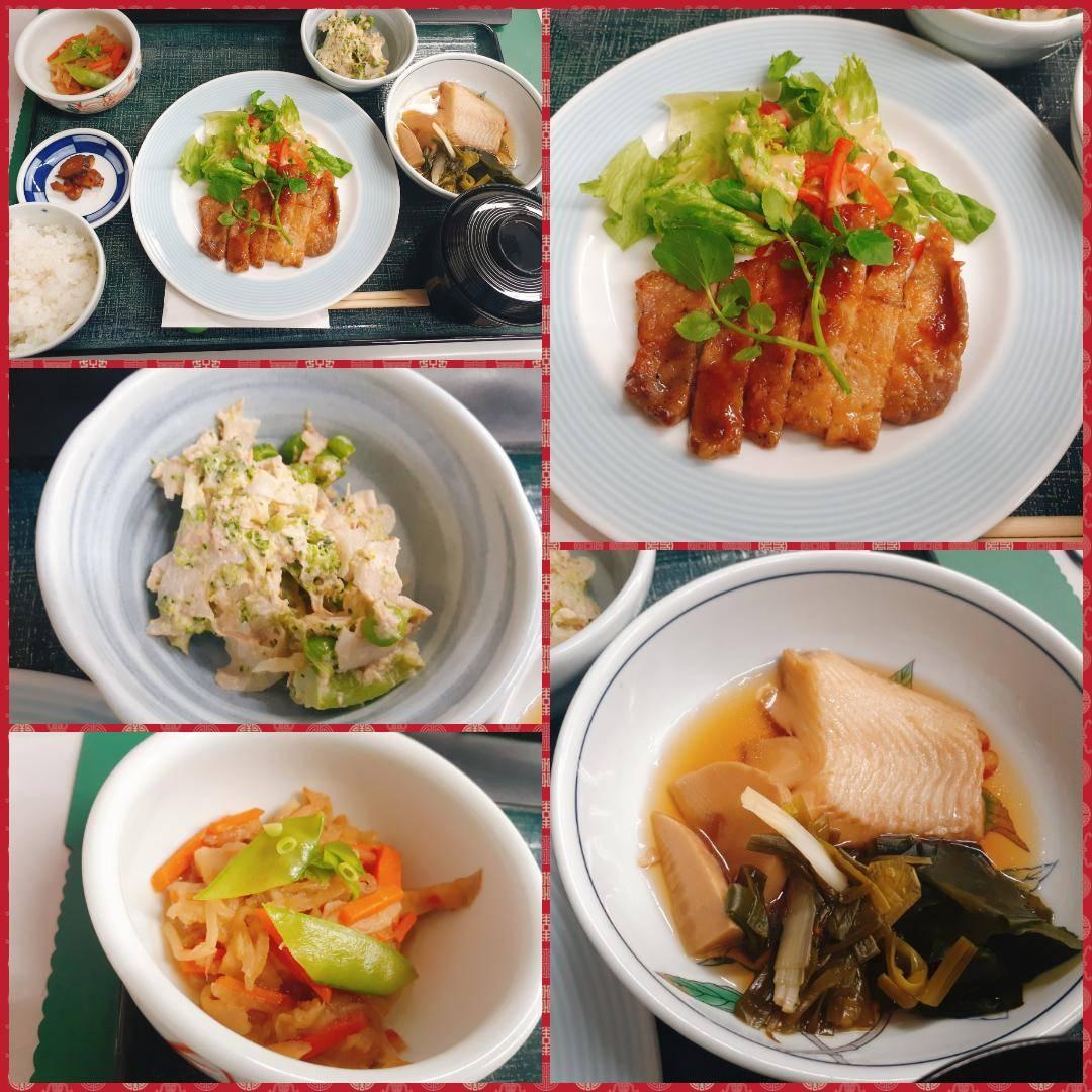 昨晩のご夕食♪ポークソテーオレンジソース、カレイの鳴門煮?