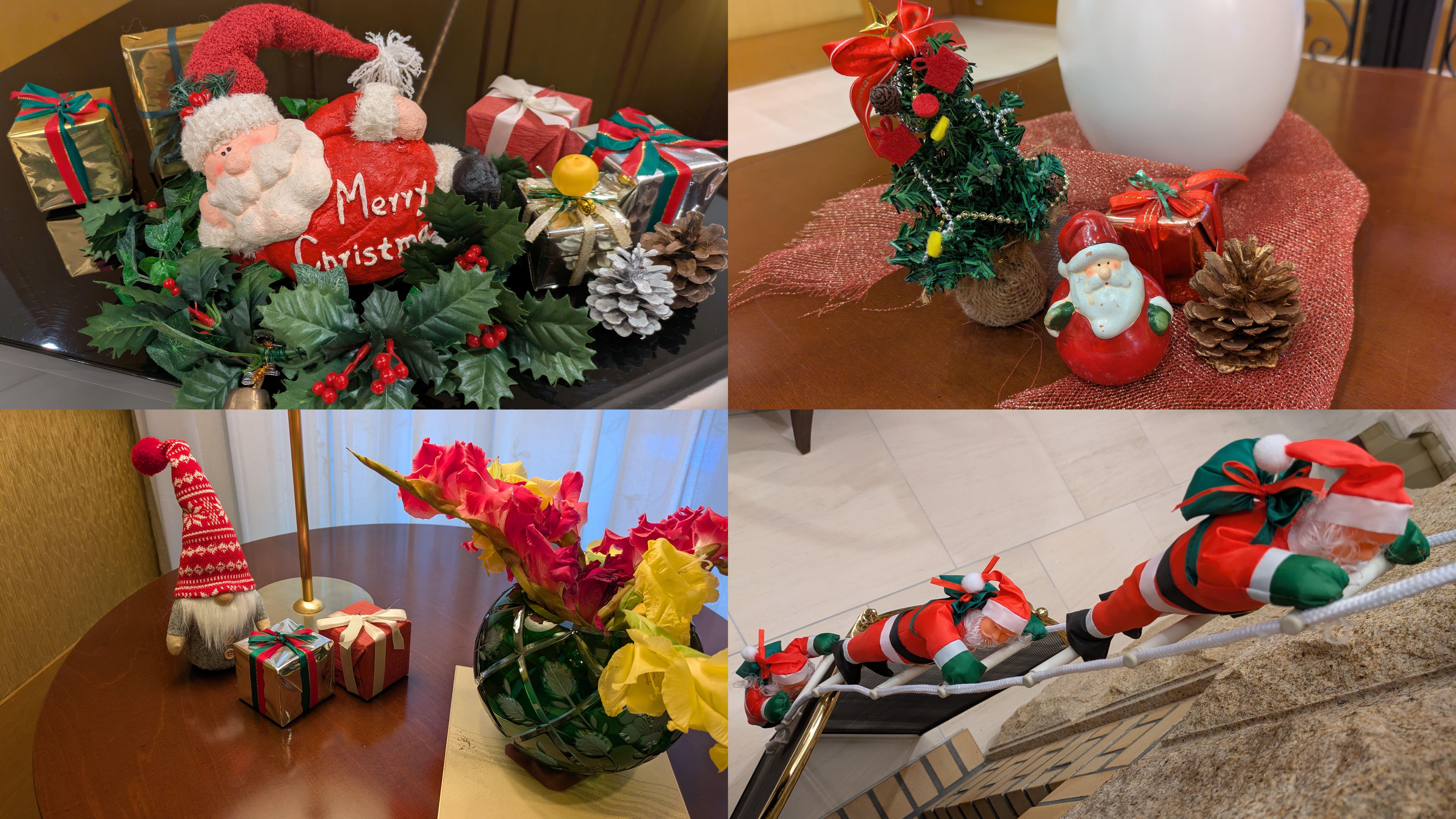 1階ロビーのクリスマス装飾🎄とサンタクロース探し🎅