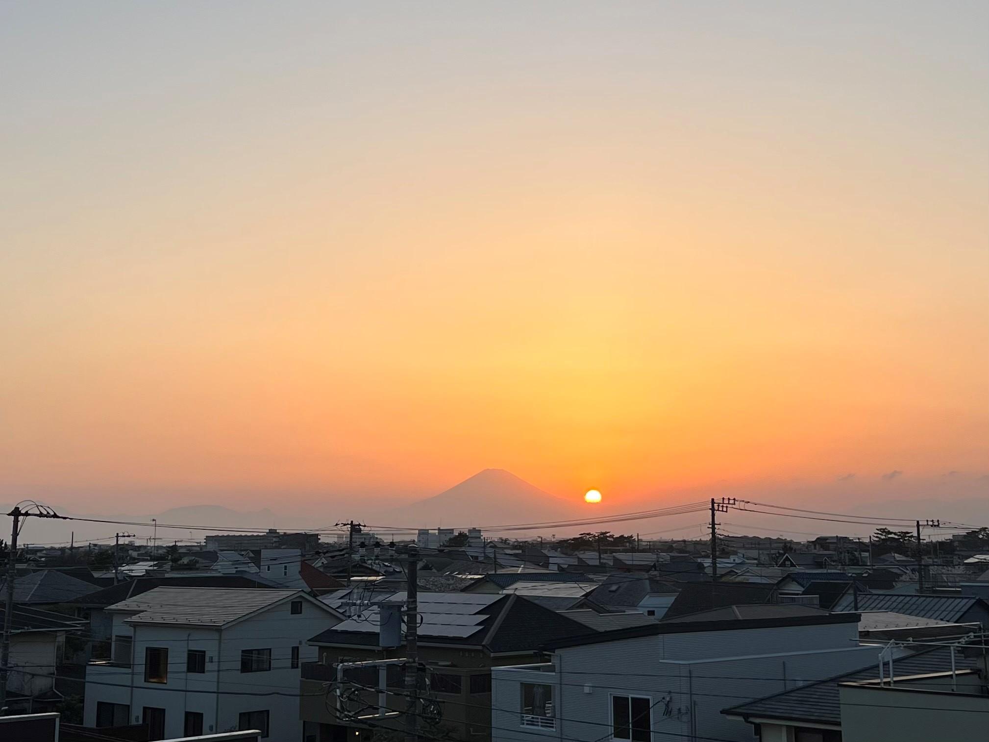 富士山と夕日